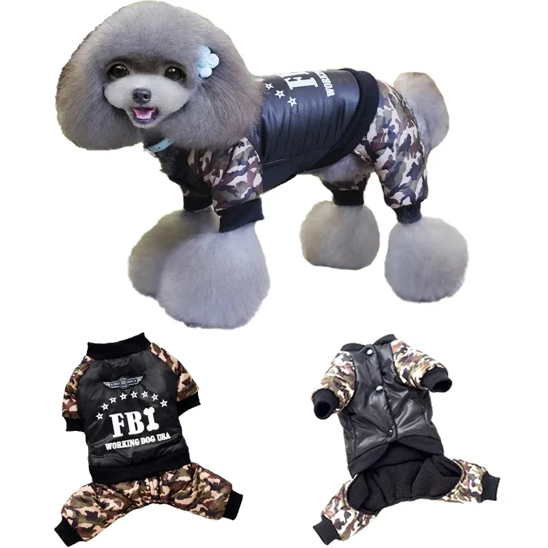 Jackor S9XL Vinterhundar Jumpsuit kamouflage hund bomullsjacka vattentät valp overall för små stora hundar rockar fransk bulldogg kostym