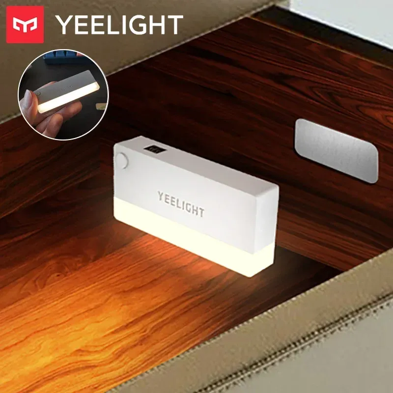 Controlla Yeelight Mini LED Cabinet Light USB Ricaricabile Sensore a infrarossi Luce notturna per cassetti Cucina Armadio Guardaroba Lampada da letto