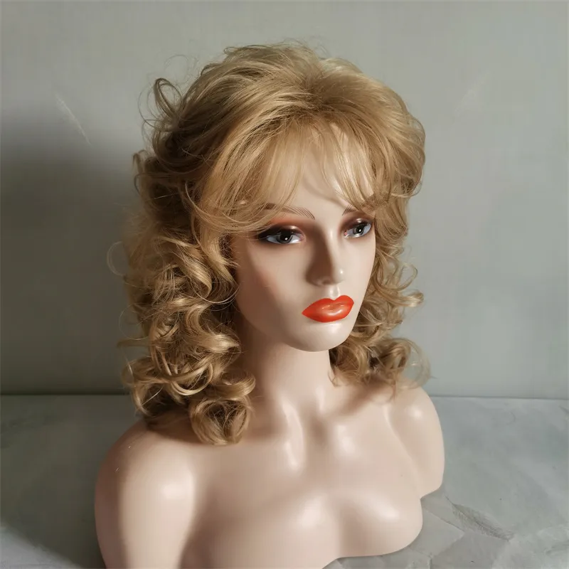 Perruque à cheveux blonde pour les femmes comme les cheveux humains synthétiques résistants à la chaleur Elf Halloween Daily Fibre Lace Wig Nature Prestige Wave