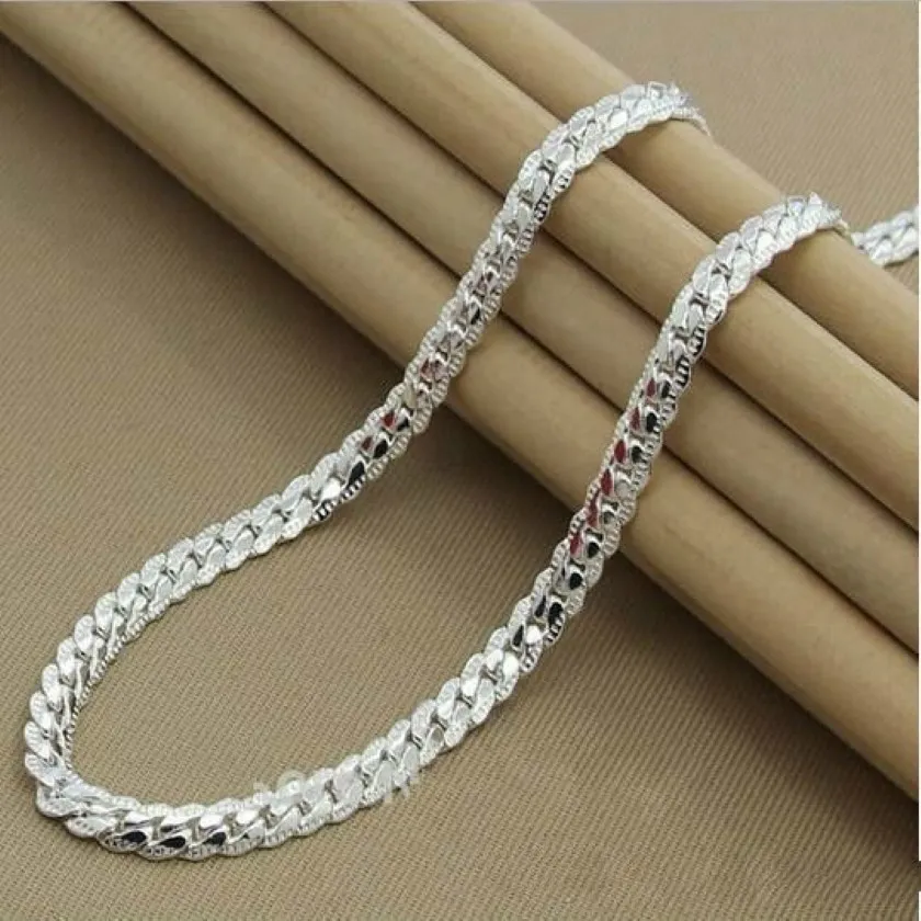 Högkvalitativt helt nya kvinnor Mens Male Female 925 Sterling Silver Figaro Chains Halsband Halsband Pendant Chain Link Pendants KX273D