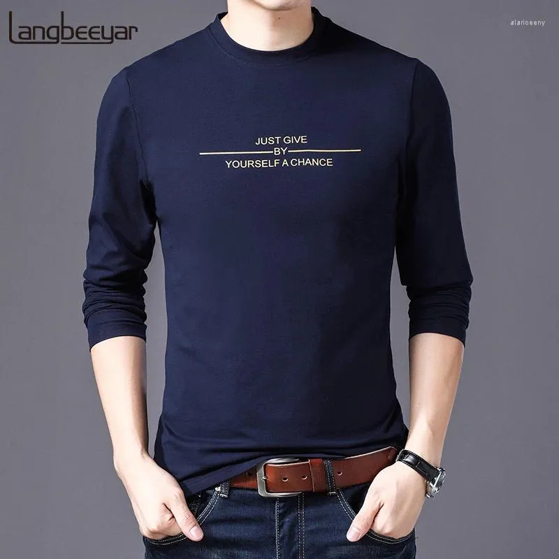 Erkek Tişörtleri Yüksek Kalite 2024 Moda Marka Gömlek Erkekler Kore Baskı Trendleri Sokak Giyim Üstleri Tek Parça Uzun Kollu T-Shirt Erkek Giyim