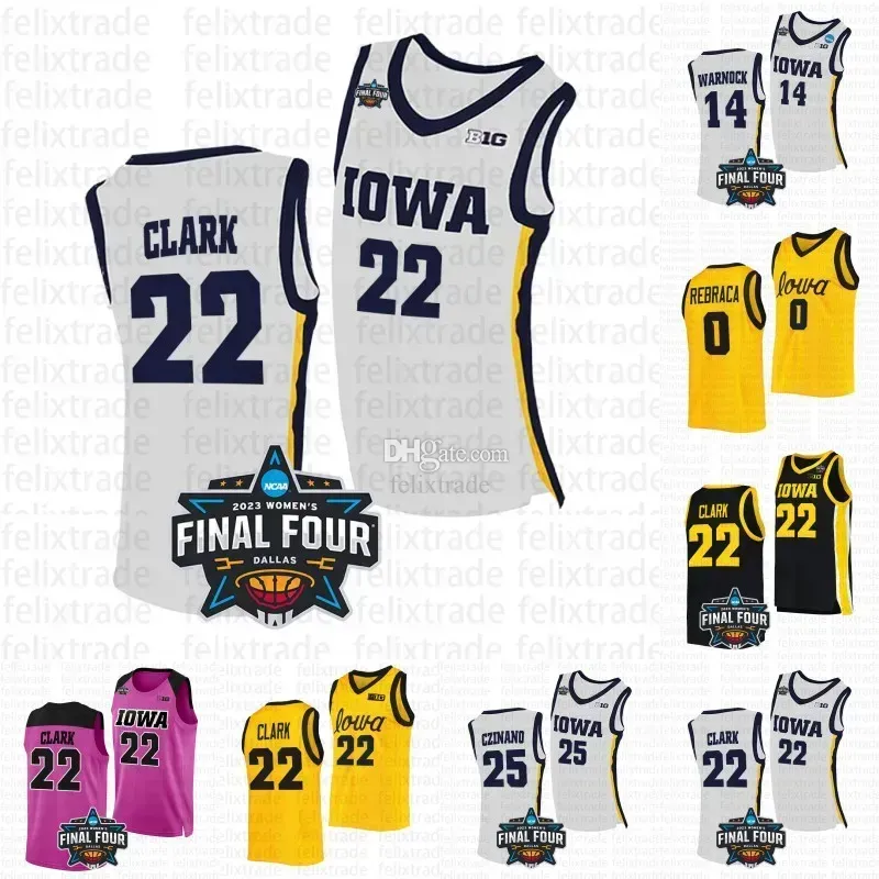 CUSTOM Caitlin Clark Jersey 2023 Femmes Final Four 4 Iowa Hawkeyes Basketball Jerseys NCAA College Joe Toussaint Ryan Kriener Jack Nunge Tony