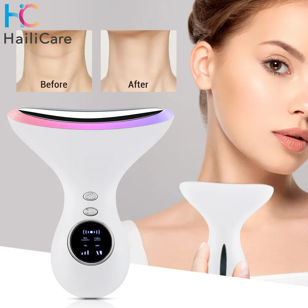 Massager Neck Face Beauty Device Facial Lifting Machine EMS Hot Compress Double Chin Remover Skin Tightening Skin Care Neck Massage Tool