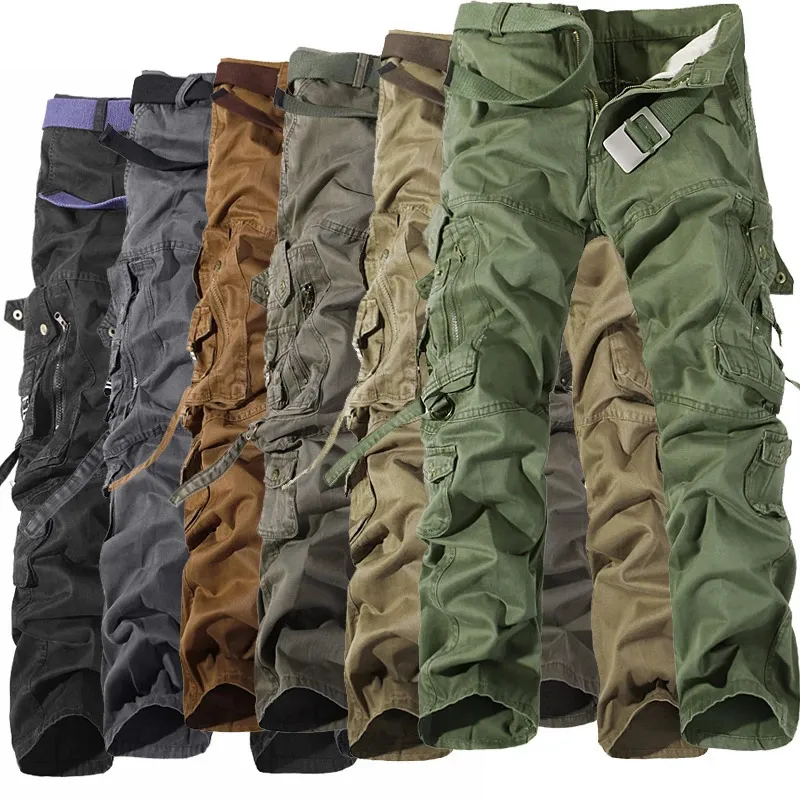 Pantaloni cargo militari di moda da uomo pantaloni tattici larghi larghi Oustdoor pantaloni cargo in cotone casual da uomo multi tasche big size 240226