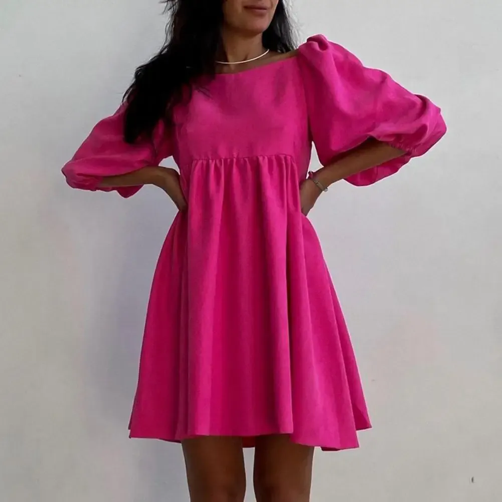 Robe 2022 Robe d'été pour Femmes Rose Doux Légère Cool Col Carré Mini Robe Décontractée Manches Courtes À Volants Aline Mini Robe Verte