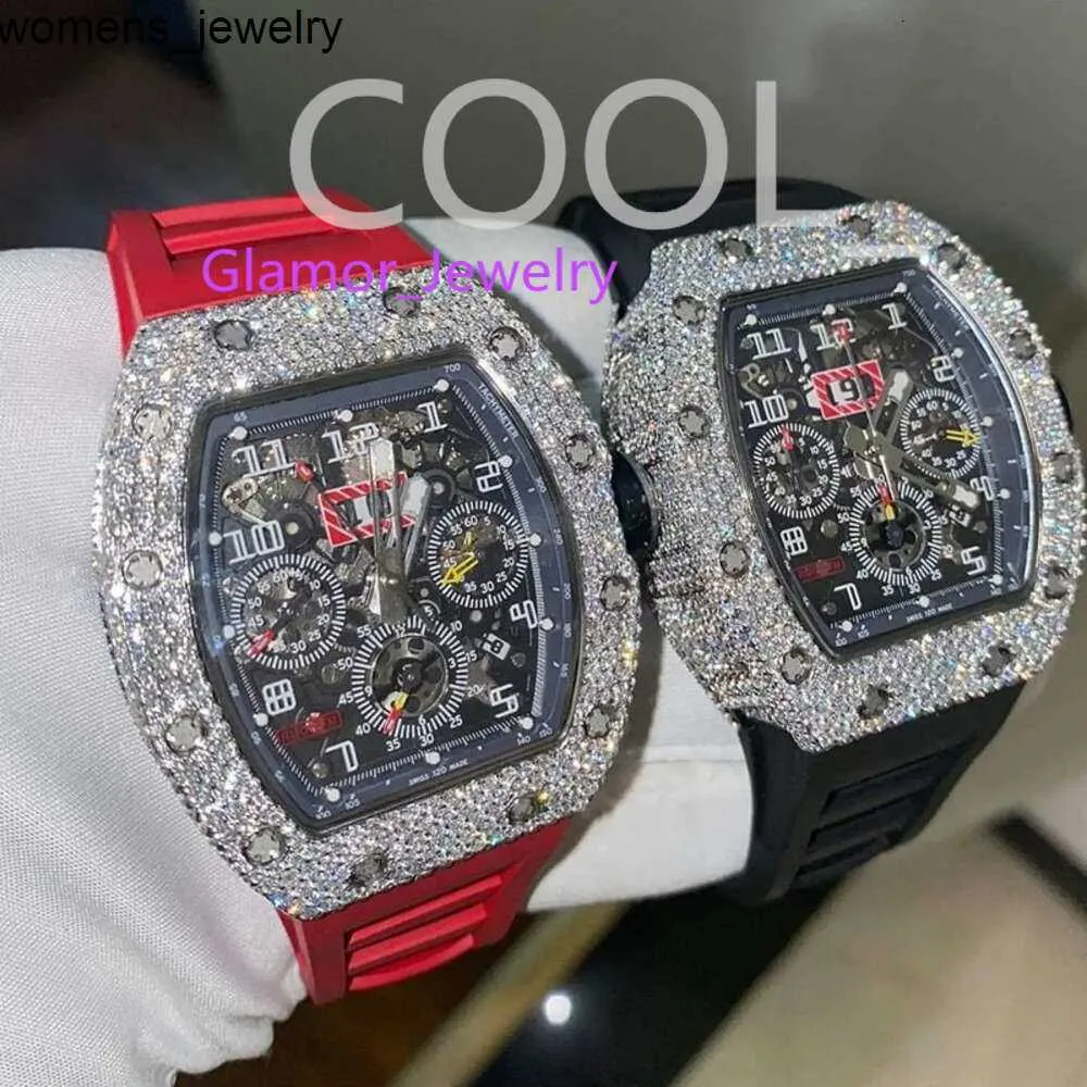 Luxury Moissanite Diamond Watch mrożone na zewnątrz designer męski zegarek dla mężczyzn zegarek wysokiej jakości automatyczny ruch Montre zegarki Orologio. Montre de Luxe i21