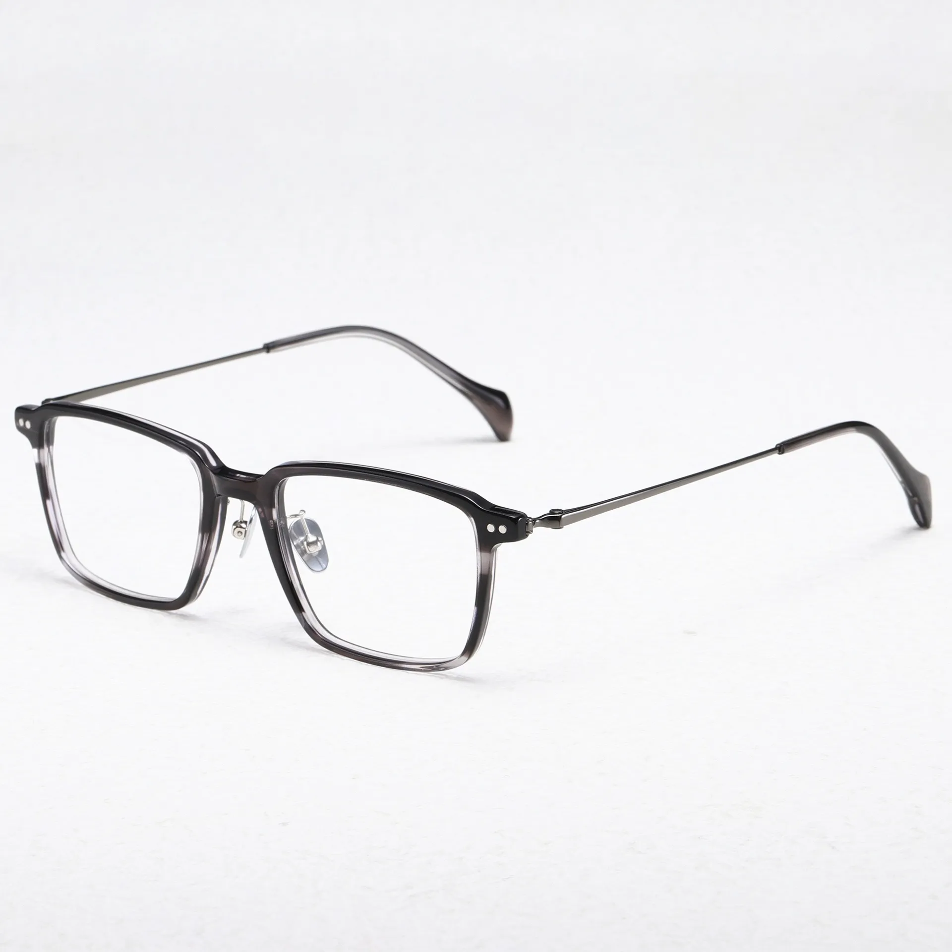 Оптические очки для мужчин и женщин Ретро-дизайнер GMS-643TS Модные листовые очки Титановая оправа Детальная эластичность Квадратный стиль Анти-синий свет Линза с коробкой