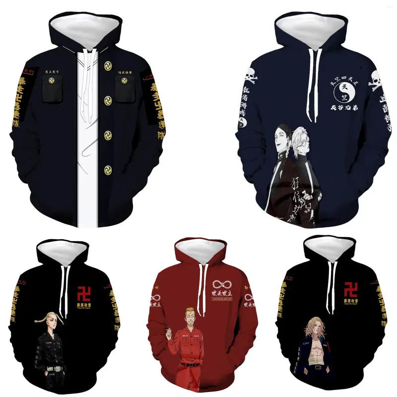 Sweats à capuche pour hommes 2024 Anime Tokyo Revengers Cosplay sweats confortables hauts pulls Sudadera hommes grande taille S-5XL