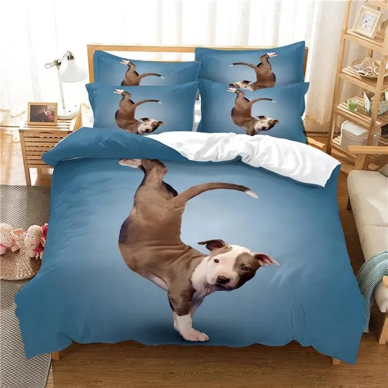 Sängkläder sätter husdjur mops sängar enstaka dubbel täcke omslagskuddar 3d dachshund hem säng sovrum kläder ropa de cama