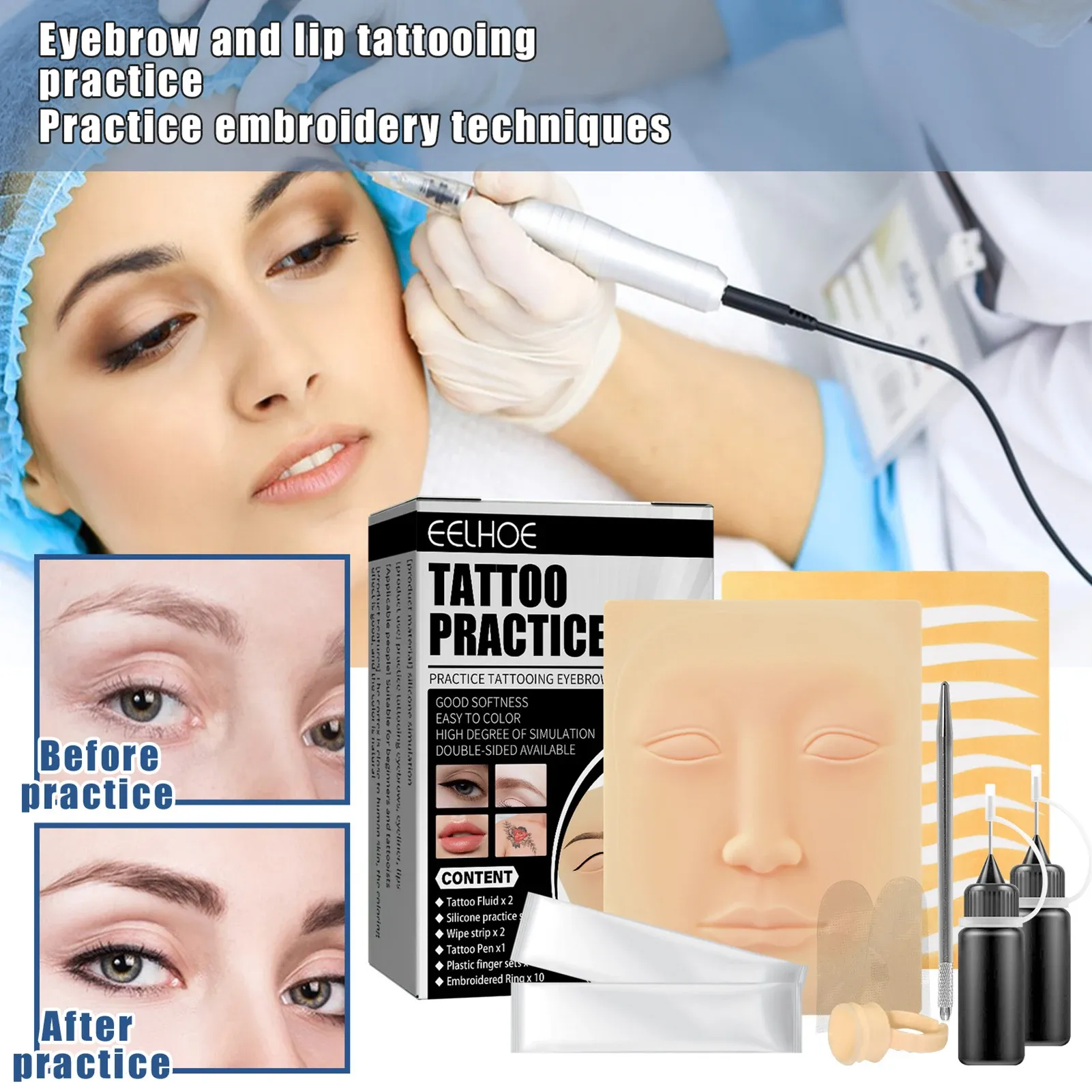 Kits Permanent Makeup Augenbrauen Tattoo Kits Microblading Tattoo Praxis Haut Tintenbecher Tätowieren Handpistolen Tattoo Supplies Starter Kit