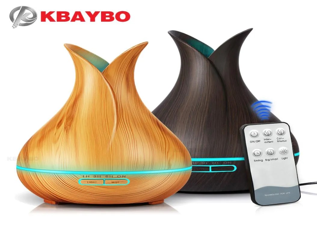 Kbaybo Ultrasonik Hava Nemlendiricisi Elektrik Aroma Hava Difüzör Esansiyel Yağ Difüzör Ahşap Uzaktan Kumanda Müşteri Evi için 400ml8528262