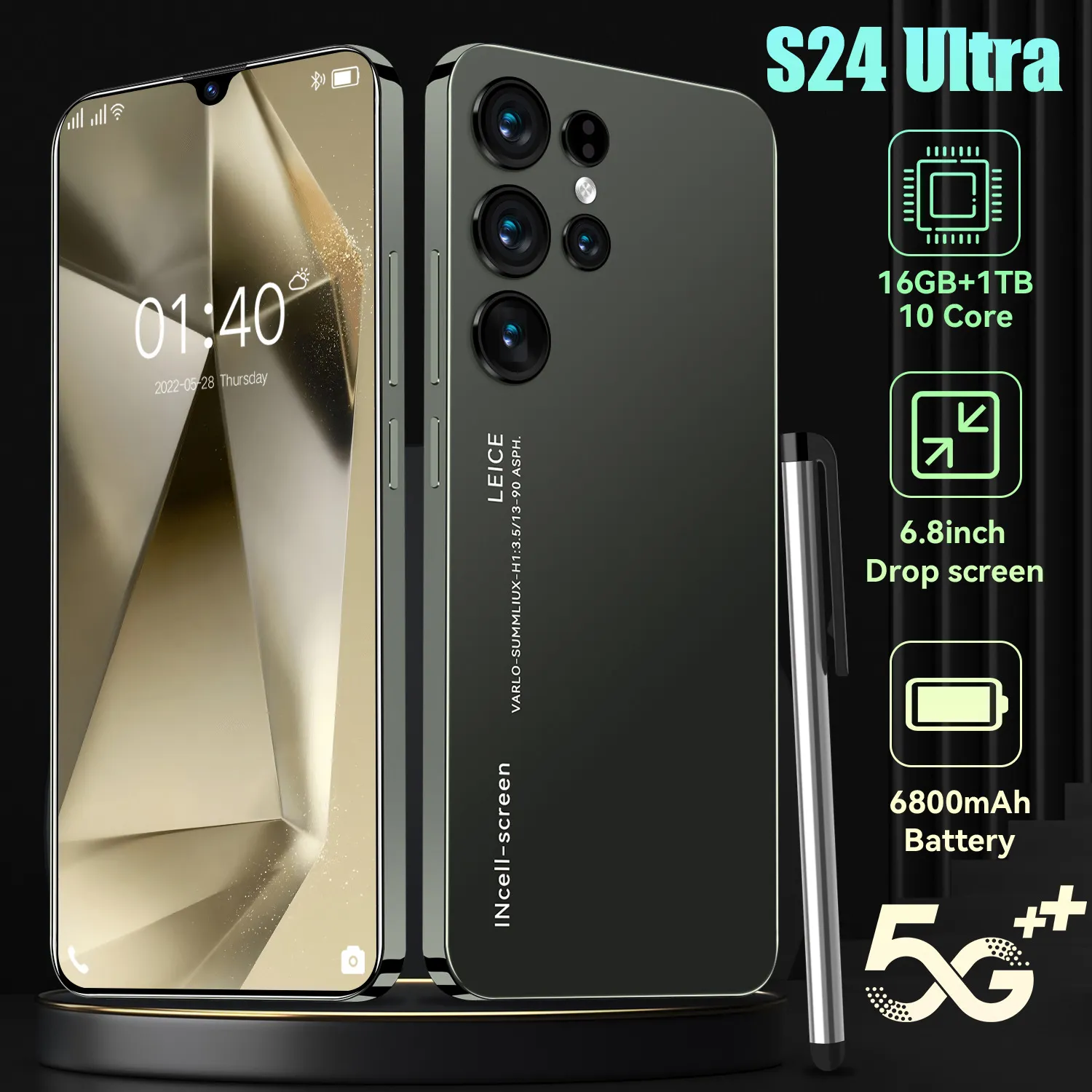 Brandneues Original S24 Ultra Smartphone 6,7 Zoll HD Vollbild Face ID 16GB+512GB Mobiltelefone Globale Version 4G 5G Handy