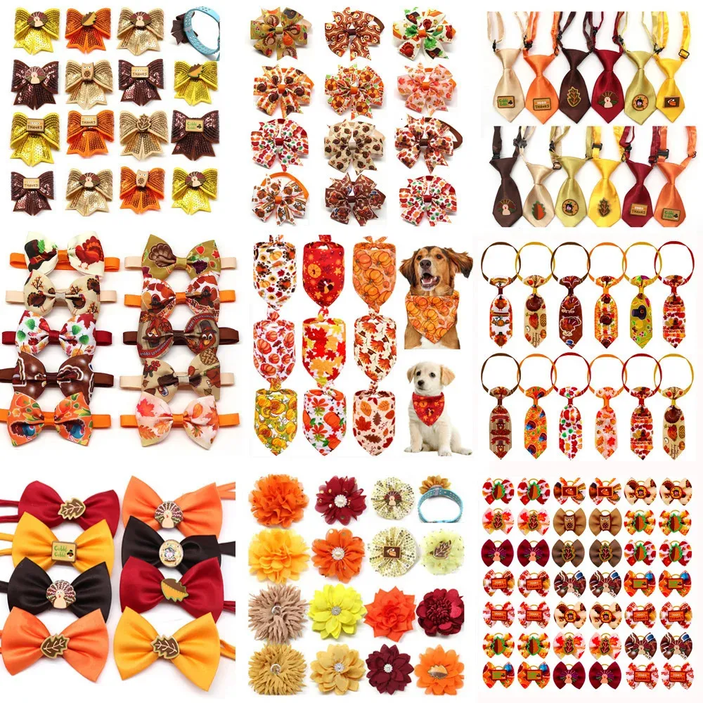 50 Fall Pet Supplies Dog Bandana Thanksgiving Bows Small Bowtie Slyckor Collar Accessoreis SAMLL Hår 240220