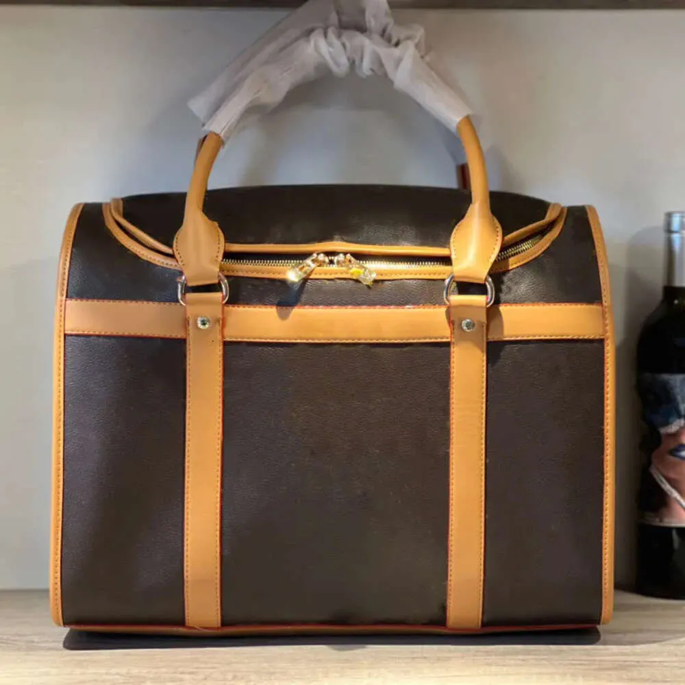 Modische Haustier-Tragetaschen, Designer-Haustiertasche, bedruckt, Segeltuch, Hunde-Einkaufstasche, atmungsaktives Mesh-Fenster, Leder, Haustier-Reisetasche, Handtaschen, Geldbörse mit hoher Kapazität