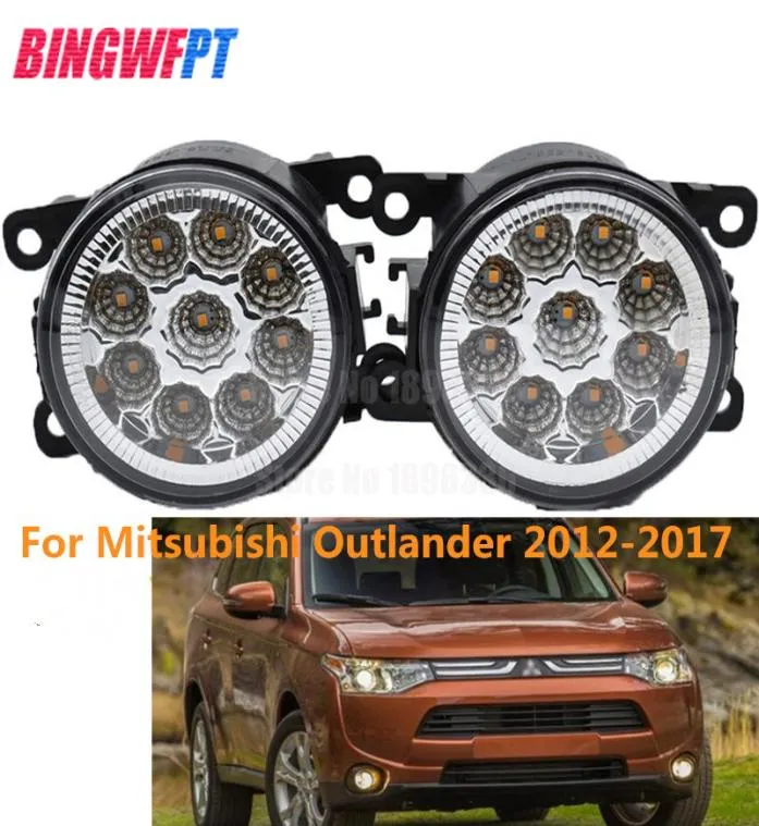 2pcs araba stil LED ön sis ışıkları Mitsubishi Outlander için Beyaz Sarı Yuvarlak Tampon Lambalar 201220173360822