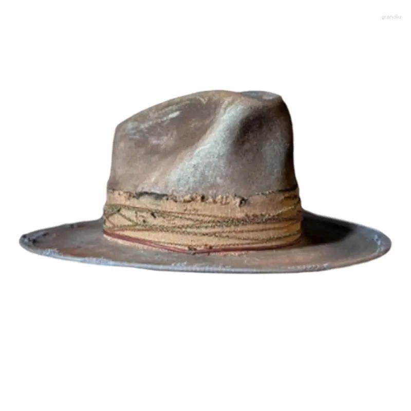 Berets Vintage Fedora Hat Victorian Age Short Brim Western Magician Versatile Top For Dinner Outdoor Casual Dropship