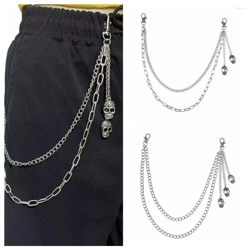 Belts Zinc Alloy Skull Waist Chain Retro Gothic Tassel Jeans Pants Key Chains Male