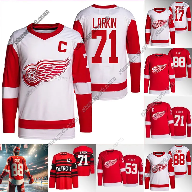 88 Patrick Kane Maillot de hockey rétro inversé 93 Alex DeBrincat Dylan Larkin Moritz Seider David Perron Gordie Howe Pavel Datsyuk Steve Yzerman Lucas Raymond maillots