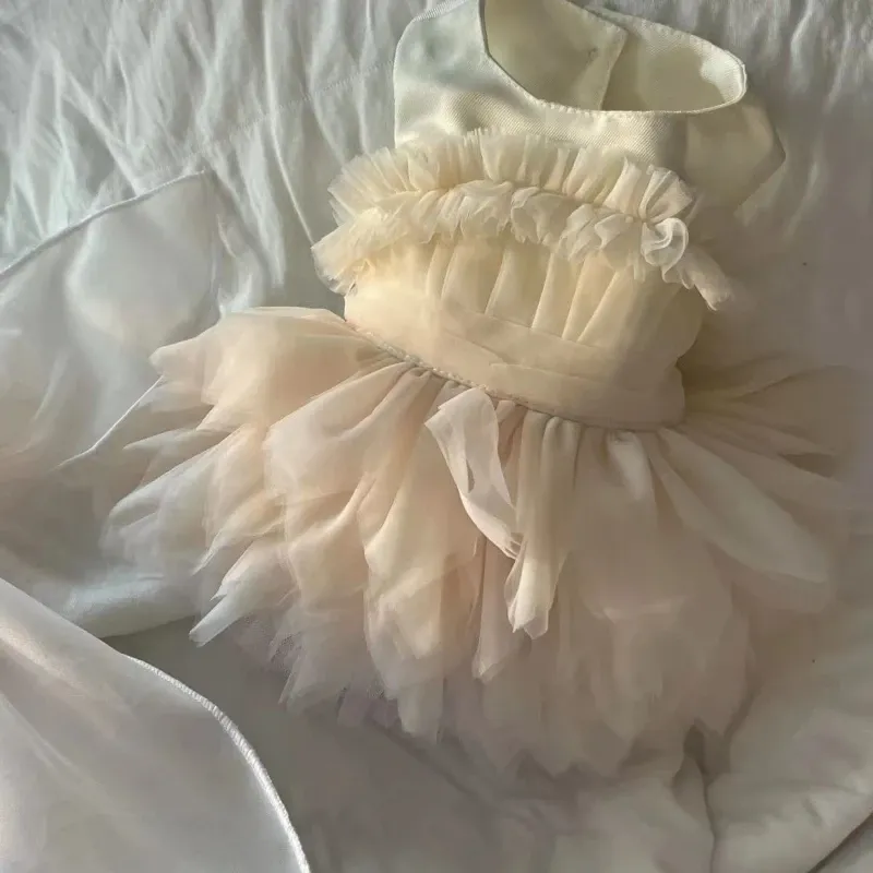 Vestidos de renda vestido de princesa roupas para cães de estimação roupas doces cães super pequeno bonito chihuahua vendido outono inverno branco menina mascotas