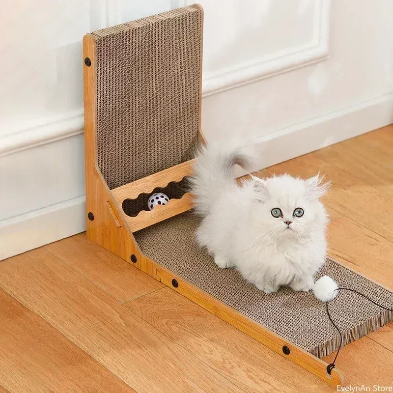 Krabpalen Kattenkrabplank Lvormig kattenkrabbord Golfpapier Kattenschrapers Slijtvast Duurzaam Kattenslijpklauwspeelgoed