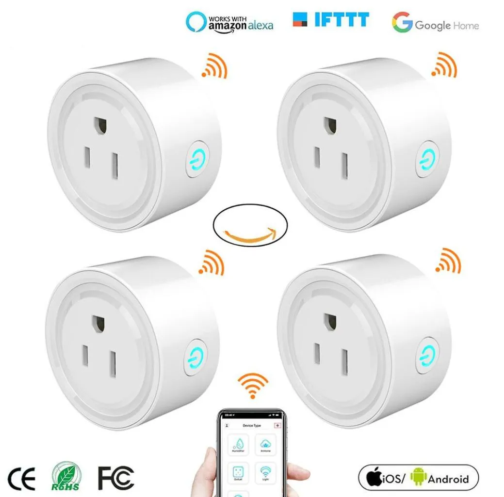 Mini enchufe Wifi de EE. UU., toma de sincronización inteligente, salida inalámbrica, Control por voz, funciona con Alexa, Google Home, Tuya, APP8189504