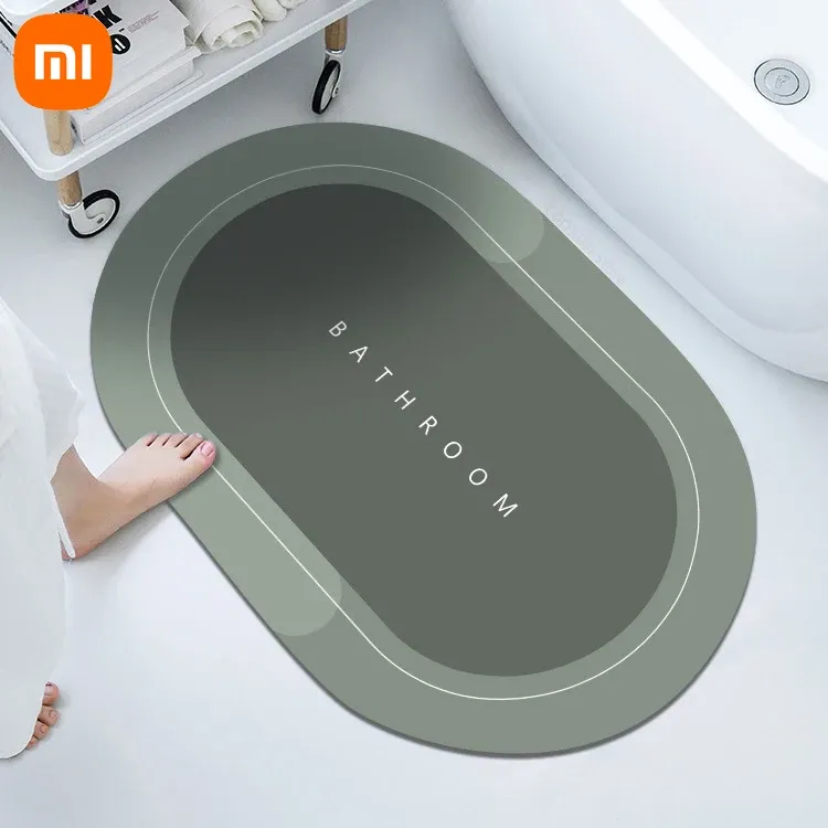 Kontrol Xiaomi Banyo Mat Süper Emici Slip Olmayan Çamur Banyo Halı Hızlı Kurutma Banyo Duş Halı Giriş Kapı Paspasları Ev Kat Mat