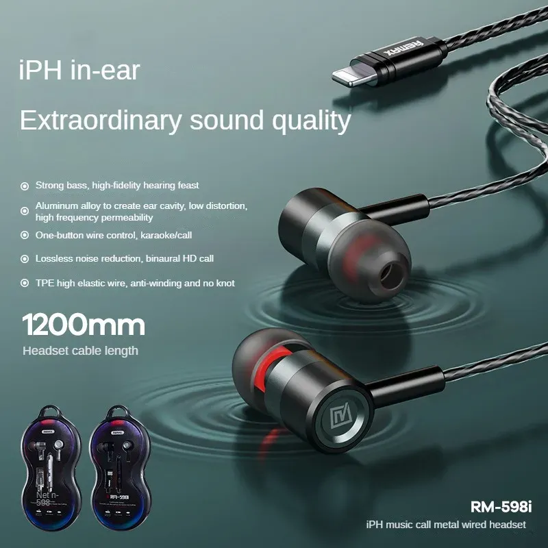 Microphones Écouteurs filaires Suppression du bruit Écouteurs intra-auriculaires Câble Casques de téléphone de sport Typec 3.5mm pour Apple Xiaomi Samsung Casque