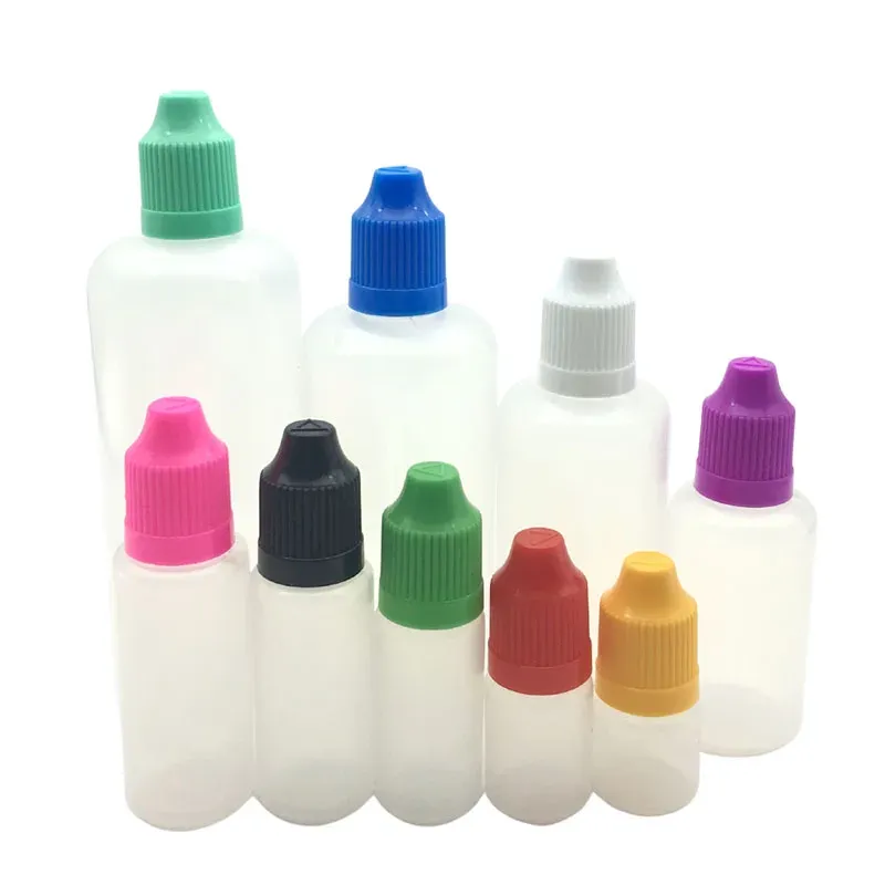 ボトル50pcs空の液体バイアル針チッププラスチックドロッパーボトル5ml 10ml 15ml 20ml 30ml 50ml 60ml 100ml 120mlチャイルドプルーフキャップ