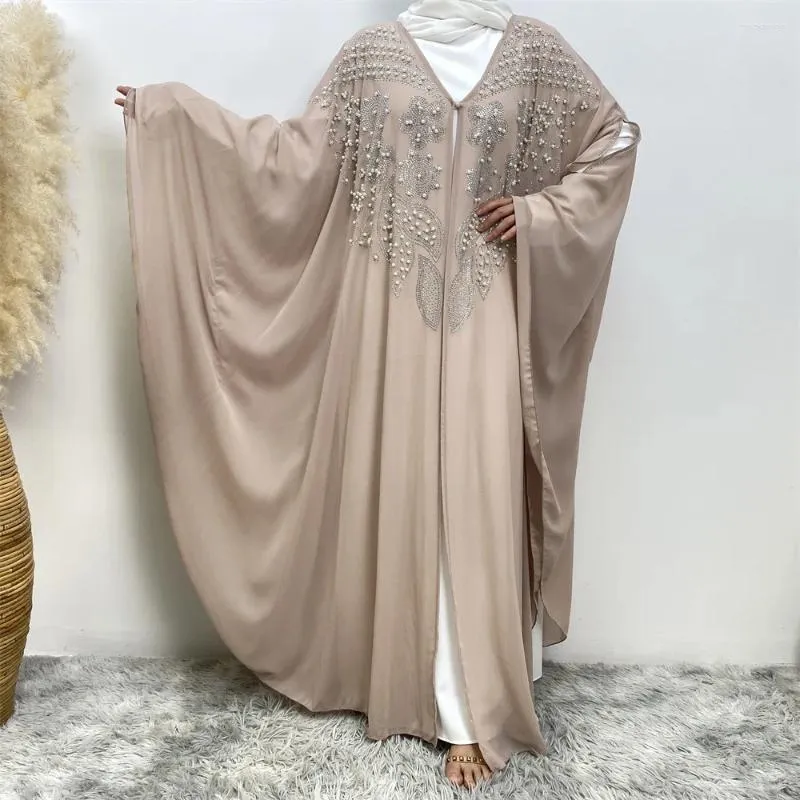 Abbigliamento etnico Donne musulmane Manica a pipistrello Aperto Abaya Cardigan Maxi abiti Kimono Dubai Turchia Abito arabo Marocco Festa serale Caftano