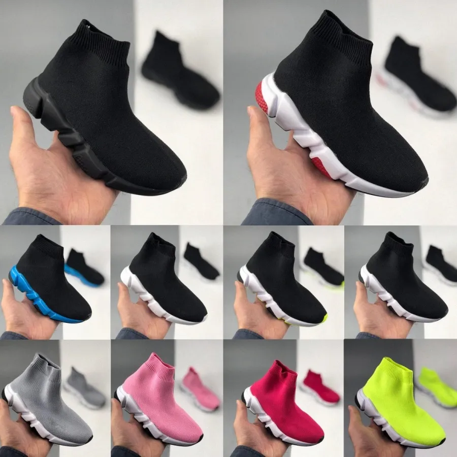 Speed Sneaker Designer Paris High Black Trainer Girls Boys Baby Youth Baby Toddler Speed Sock Running Athletics K9RG#