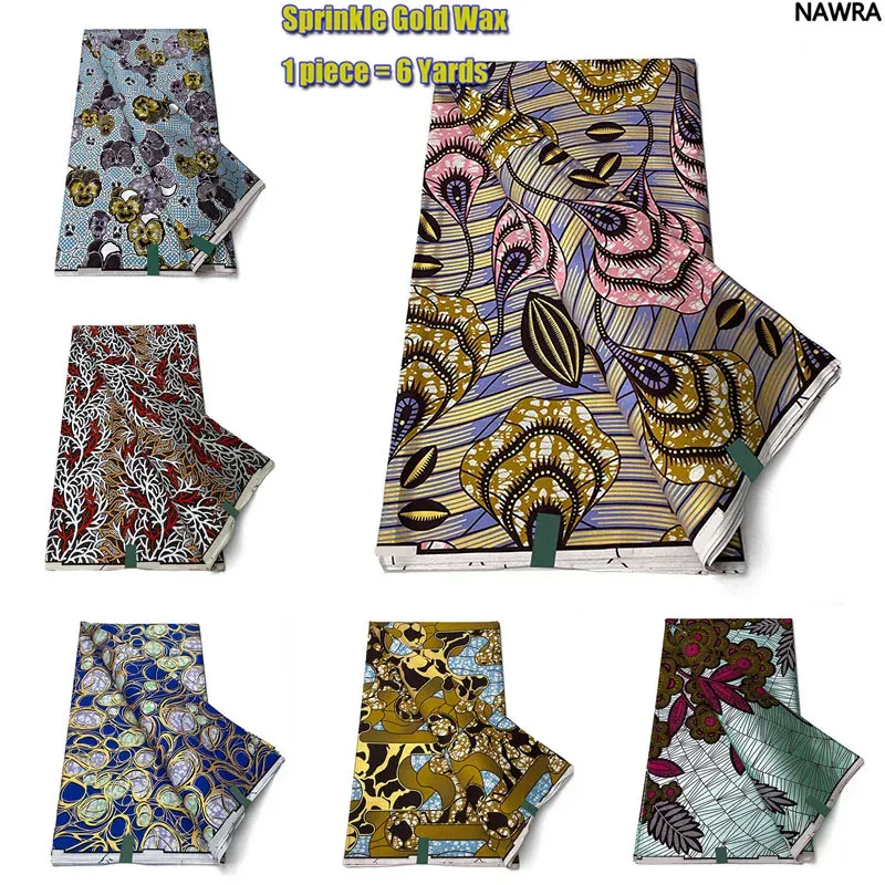 Jurken 100% Katoen Goud Wax Prints Ankara Afrikaanse Echte Wax Stof 2022 Nieuwste Nigeria Vrouwen Stijl Tissu Pagne Naaien Trouwjurk A99