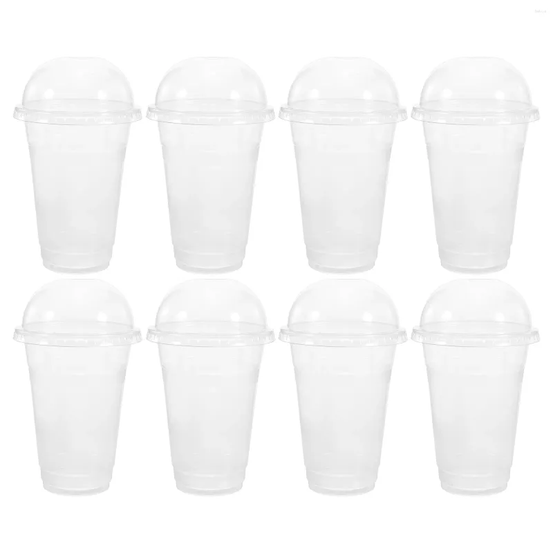 Disposable Cups Straws 50 Sets Of Transparent Juice Plastic Portable Clear With Lids