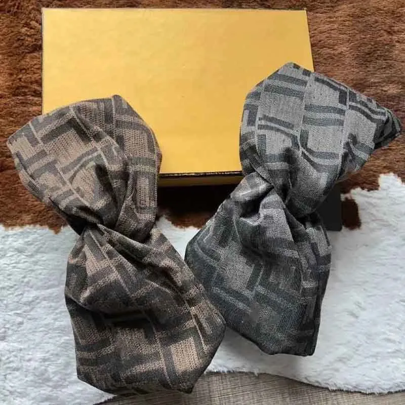 Moda Elastik Çapraz Bantlar Bandanas Saç Bantları Kadınlar Tasarımcı Kahverengi Denim Pamuklu Mektup Baskılı Türban Spor Kafa Bandı Headwraps Hediye