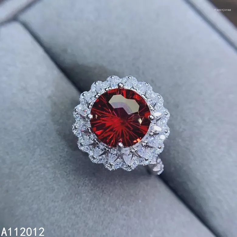 Anelli a grappolo KJJEAXCMY Gioielleria raffinata Topazio rosso naturale Argento sterling 925 Anello per ragazza di lusso Regalo di nozze di Natale Test di vendita