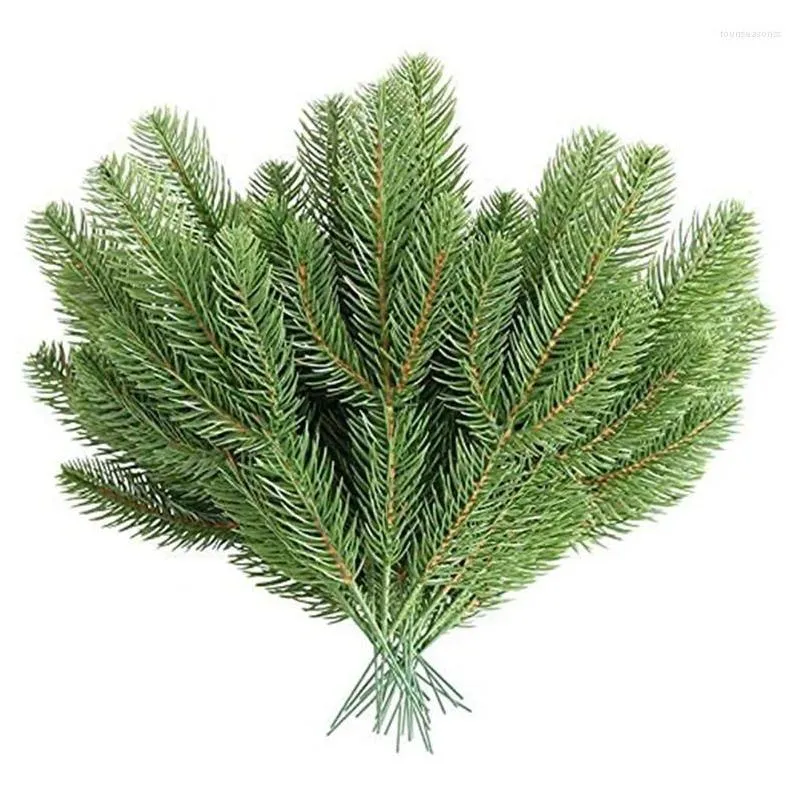 Decorative Flowers Wreaths 30Pcs Artificial Pine Branches Green Plants Needles Diy Accessories For Garland Wreath Christmas And Home G Otgb7