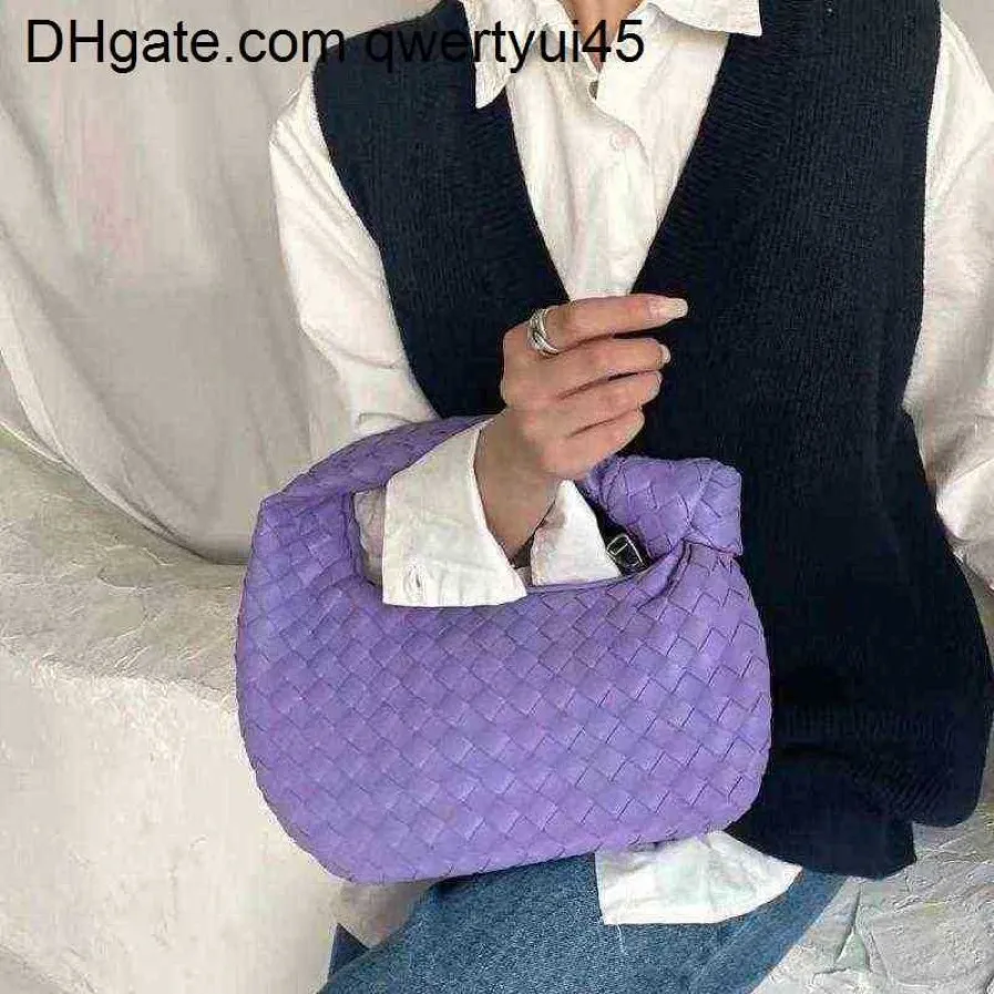 Qwertyui45 Cross Body Märke flätad läder tote för kvinnor knuten påse koppling designer handväskor damer shoppare croissant dumplin2803