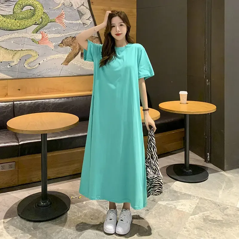 Vestidos doce menina noite vestido oversized mulheres sleepwear longo solto t camisa camisola de manga curta senhora camisa de noite vestidos de sono