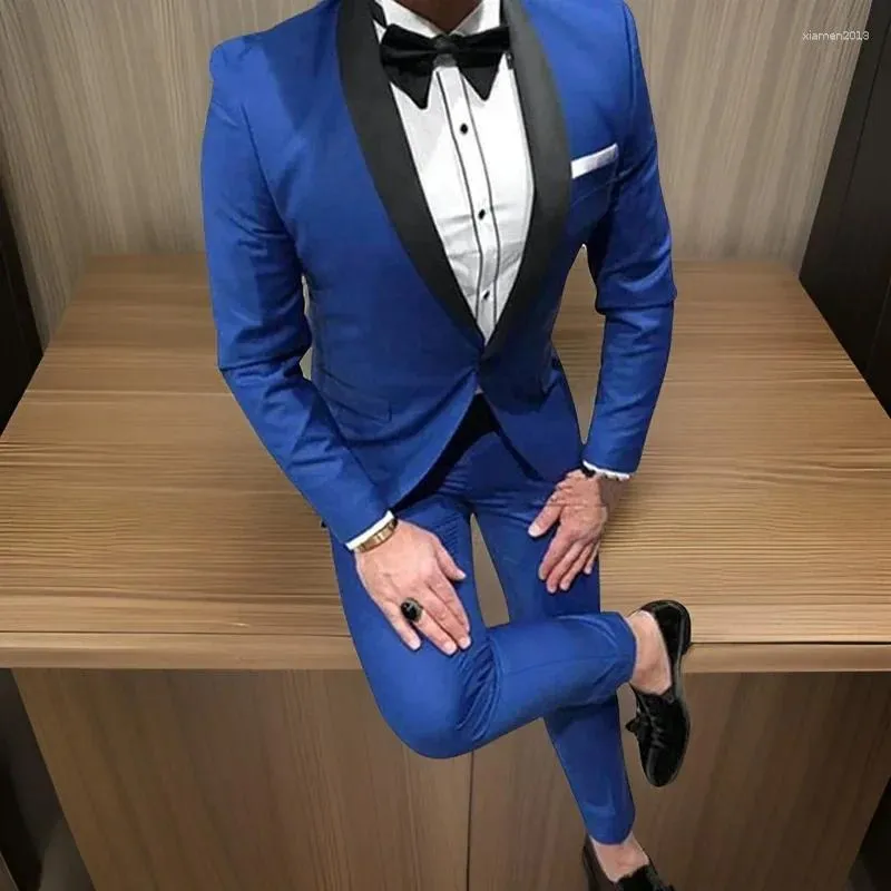 Men's Suits Groom Tuxedos For Wedding Groomsmen Black Shawl Lapel Slim Fit Formal Business Men Male Fashion Dinner Jacket 2024