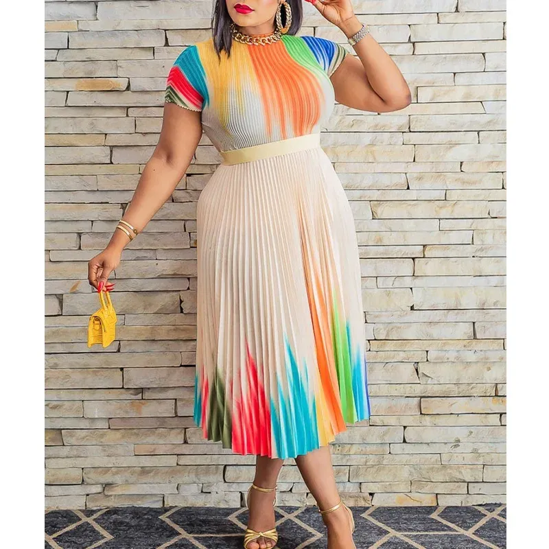Dress African Fashion Dresses For Women Elegant 2023 Summer Pleated Long Dress Ladies Traditional African Clothing Fairy Dress