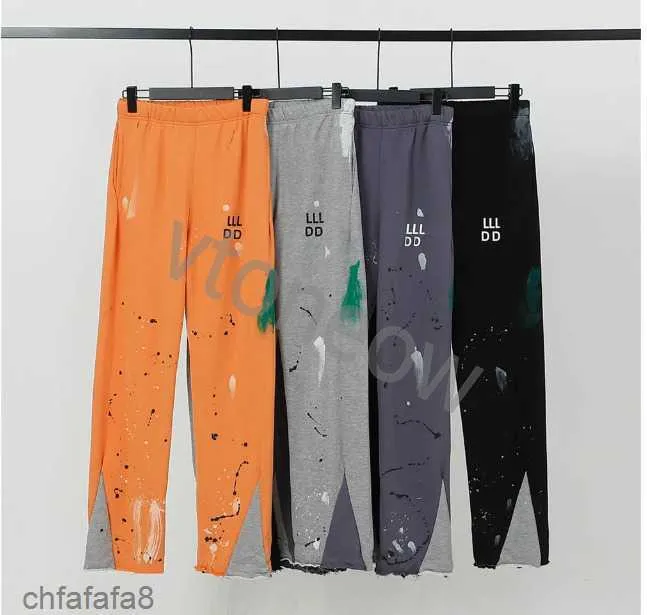 Calças masculinas Galerias Sweatpants Dept Speckled Letter Print Mens Womens Casal Solto Versátil Casual Reto IUFT IUFT