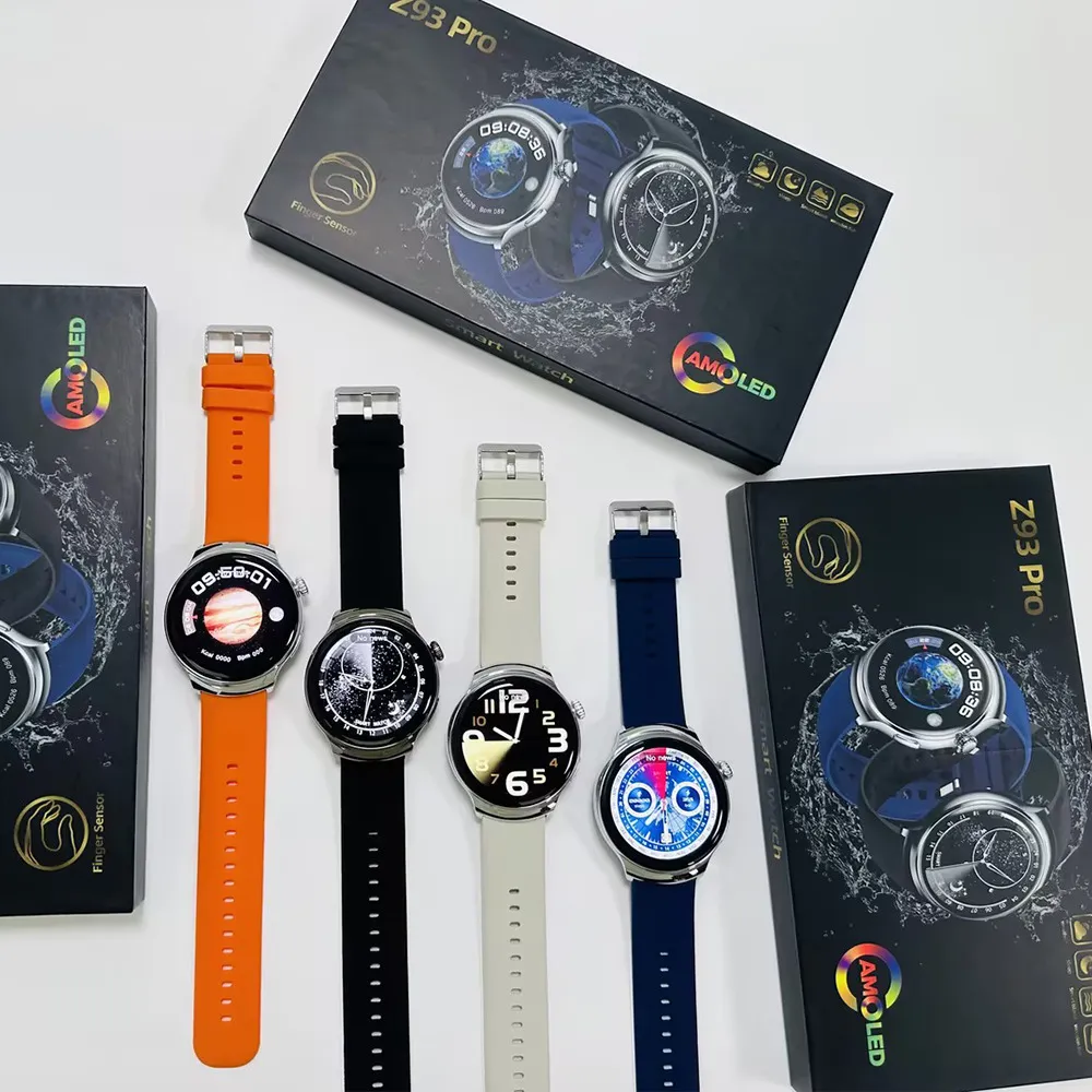 Z93 Pro Smart Watch Finger Sensor Round Amoled Screen 심박수 나침반 Bluetooth 통화 소그마미 음악 음악 야외 스마트 워치 남성 스포츠 브레이슬릿