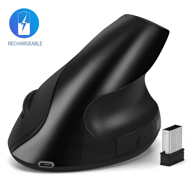 Mice 2.4G Wireless Mouse Vertical Gaming Mouse Rechargeable Silent Ergonomic Desktop Upright Mouse 1600 DPI for PC Laptop Office Home