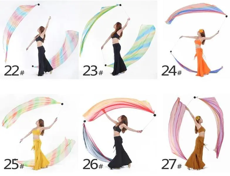 belly dance veil poi 1 set 1veils 1poi chains multicolour 31 colors belly dance accessories dance handball fabric hot ZZ