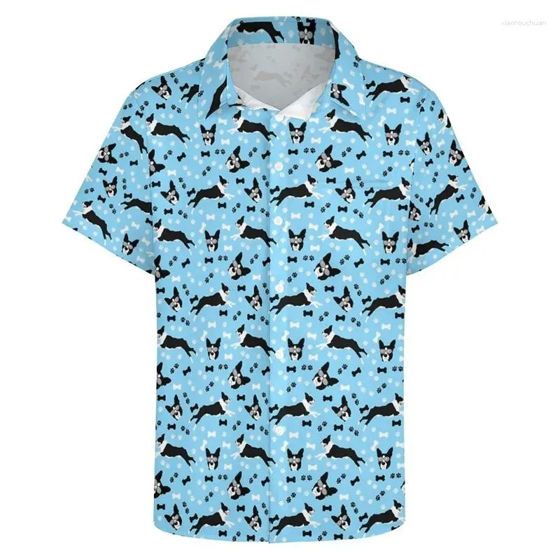 Camisas casuais masculinas Pet Pug 3D Impresso Blusas Engraçado Animal Bonito Cão Gráfico Praia para Homens Roupas Havaianas Streetwear Y2K Masculino Manga Curta