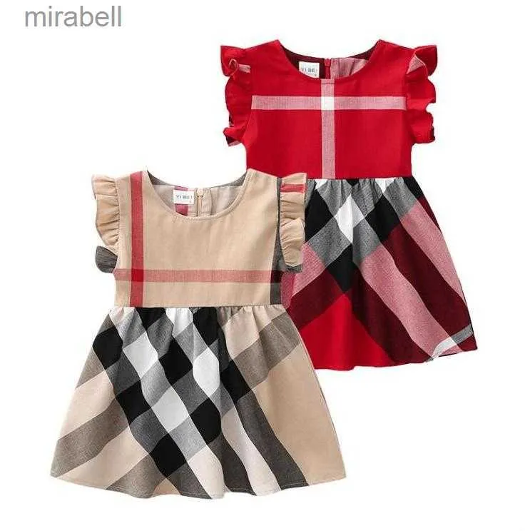 Dresses Summer Baby Girls Princess Dresses Kids Sleeveless Vest Dress Cotton Children Plaid Skirts Girl Skirt 1-7 Years 240302