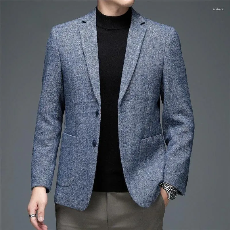 Abiti da uomo 2024 Autunno e Inverno di alta qualità in lana di pecora Moda affari Blazer Giacche Abbigliamento da uomo classico Casual Blazer blu grigio