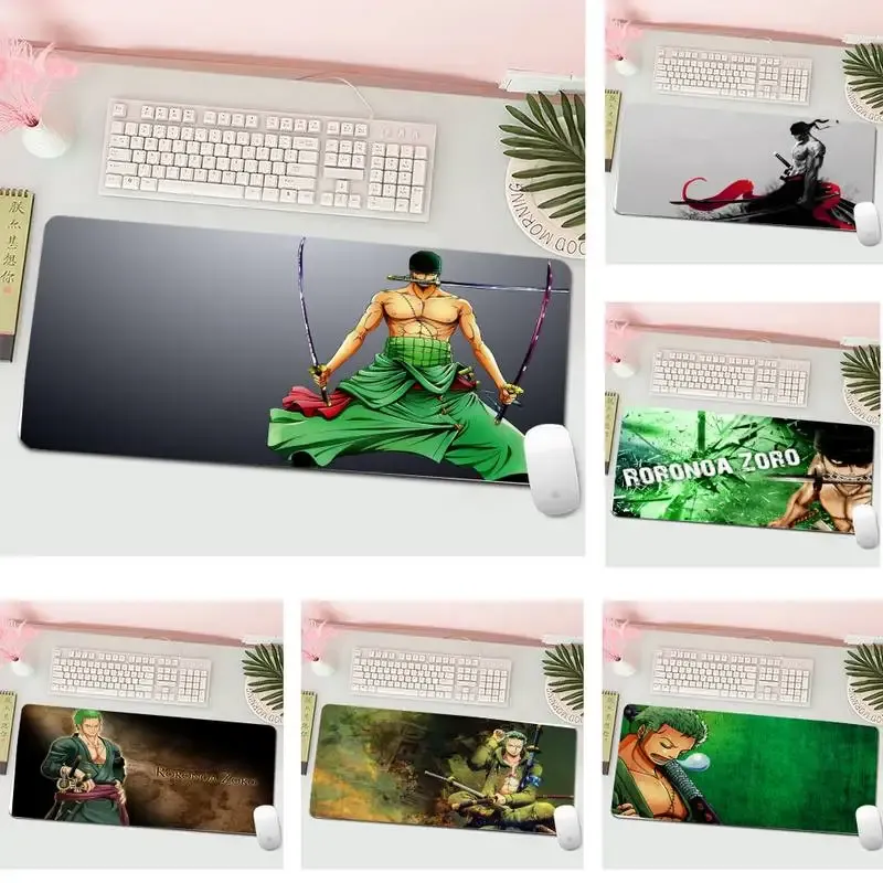Pads One Piece Zoro Roronoa Verrouillage Edge Mouse Pad Game Gaming Mousepad xl Grand Gamer Clavier PC Bureau PC Tablet Computer Tablet Mouse Pad