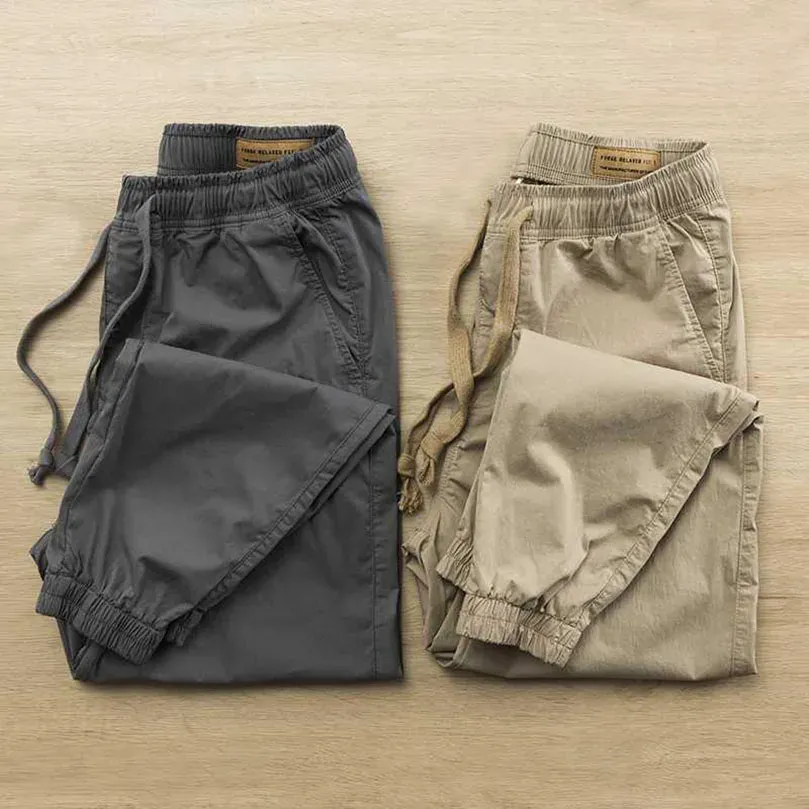 Sweatpants Vintage Cargo Pants Men Drawstring Casual Cotton Long Trousers Boys Youth Workwear Billiga grossistkläder 2023 Spring