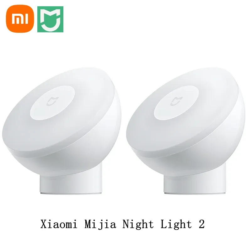 Controllo Stock Nuovo Xiaomi Mijia Night Light 2 Versione Luminosità regolabile Sensore di luce ambiente intelligente per lampada notturna da camera da letto