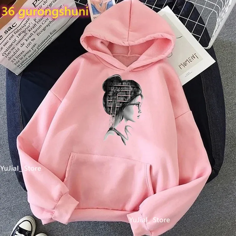 Sweatshirts älskar att läsa bokflicka tryckta hoodies kvinnors kläder roliga melanin tröja femme harajuku kawaii oshum vibes träning